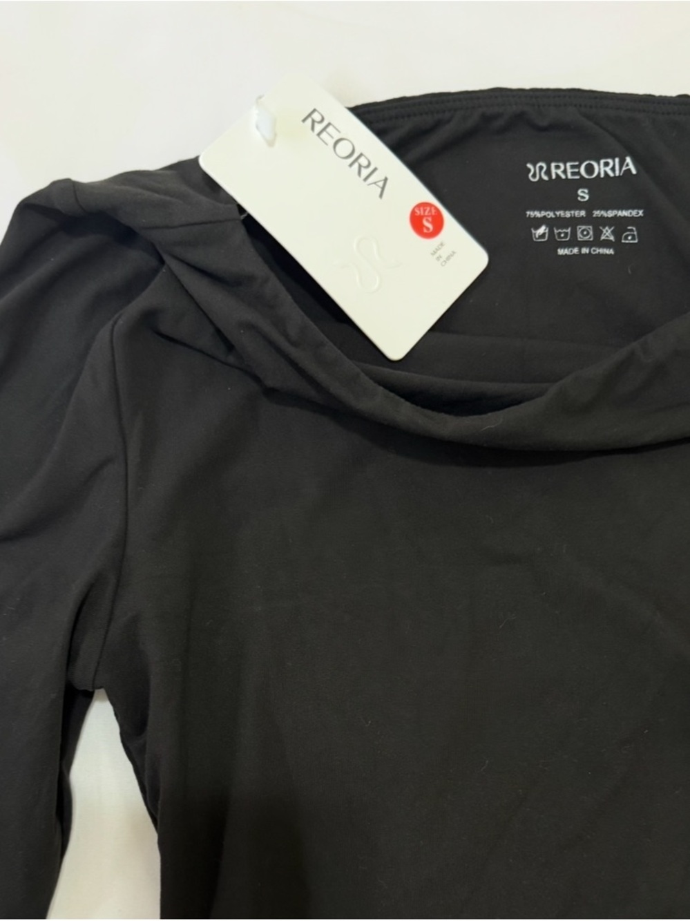 REORIA Black Long Sleeve Bodysuit — Size
S NWT